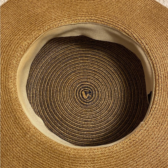 One-of-a-Kind Straw Hat - Navy, Tan, with Silk Navy Bow - Picture 5 of 6